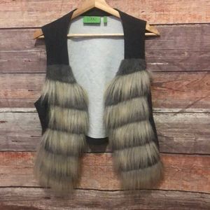 LOGO Lori Goldstein faux fur vest cardigan Small B9